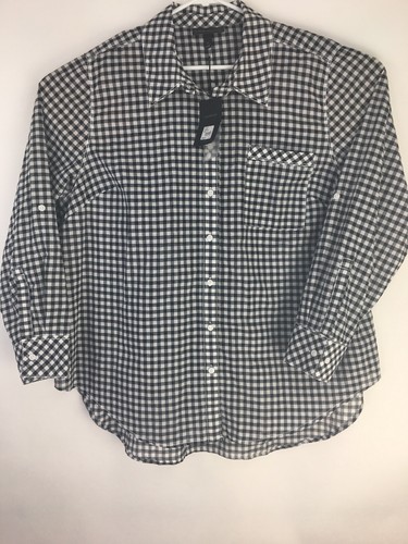 NWT Lane Bryant Women's Shirt - Blk & Wh Plaid Hidden Button MSRP $54.95 - sz 22