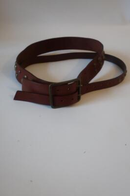 Womens Patrizia Pepe Brown  Double Strap Brass-Toned Studded Leather Belt S *