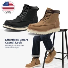 Men's Moc Toe Boots Fashion Powerful Traction Lightweight Casual Wedge Shoes