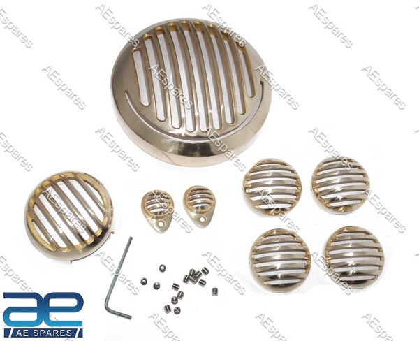 Scheinwerfer Abdeckung Grill Set Messing FüR Royal Enfield Neu Klassisch 350Cc-image