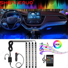 Rgb Led Glow Interior Car Lamp Kit Under Dash Foot Well Seats Inside 12smd Light