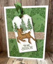Christmas GREETING CARD KIT 4 Cards Env Stampin Up Deer Tag Be Dazzling