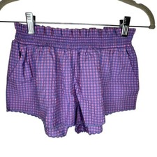 Crewcuts Girls Gingham Smocked Waist Shorts Size 10 Pink  Purple NWT