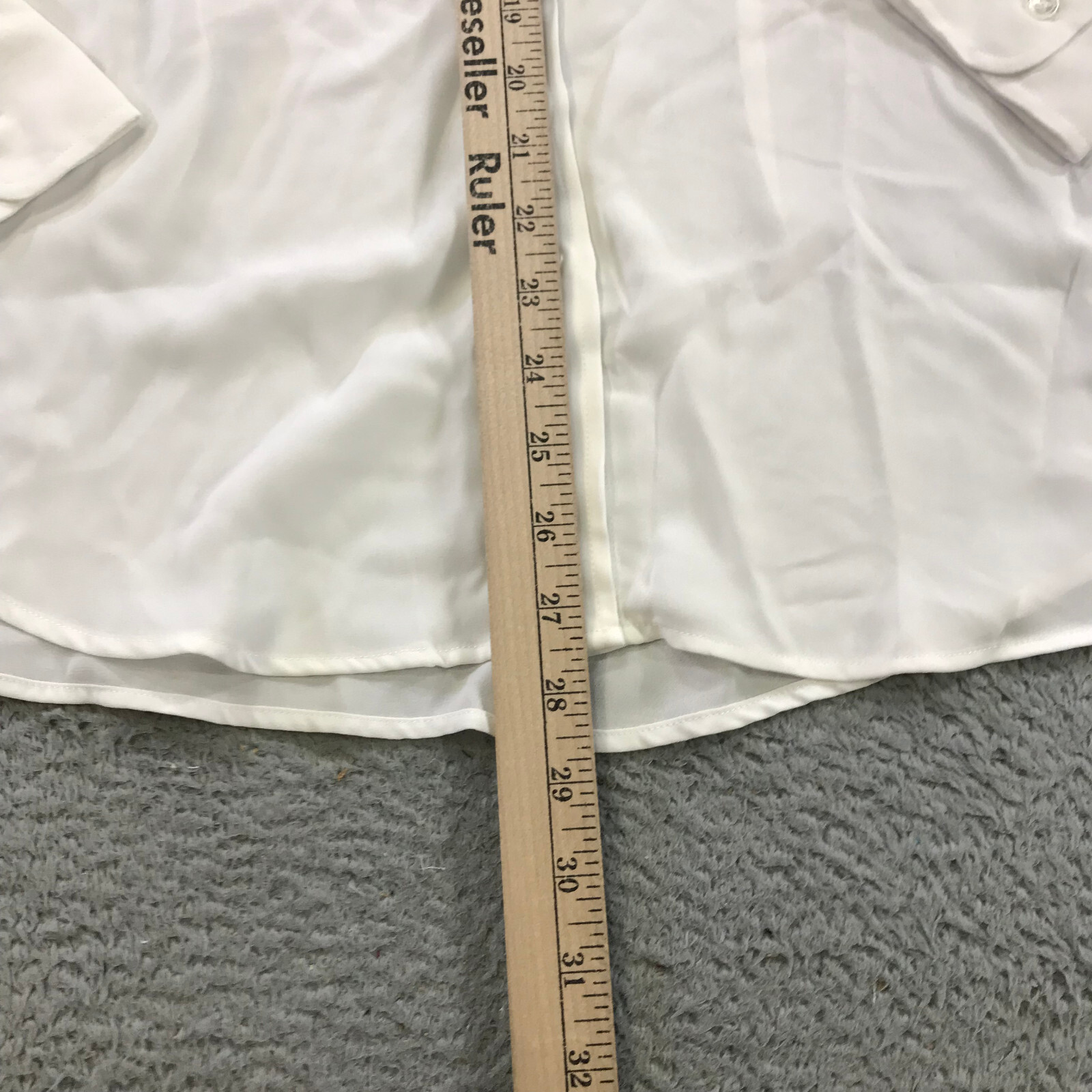 The Shirt by Rochelle Behrens Top Womens Medium Button Up White Blouse Stretch