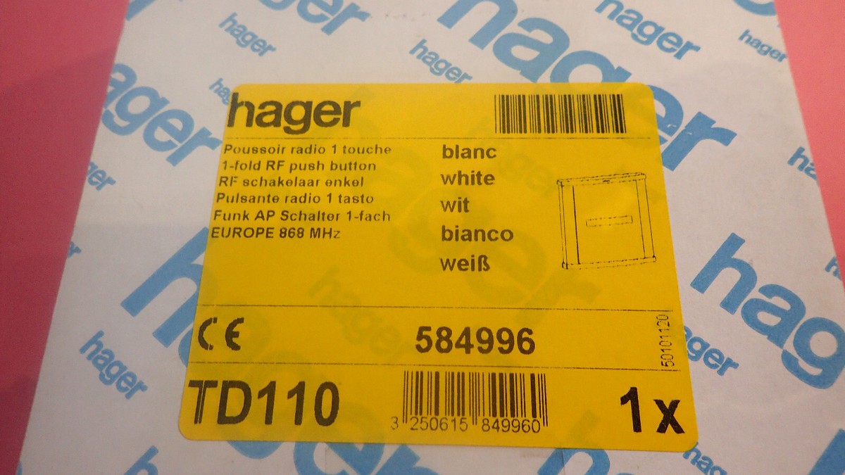 Poussoir Radio Hager TD210 – 2 Touches Avec Champ D’Étiquetage – Gris