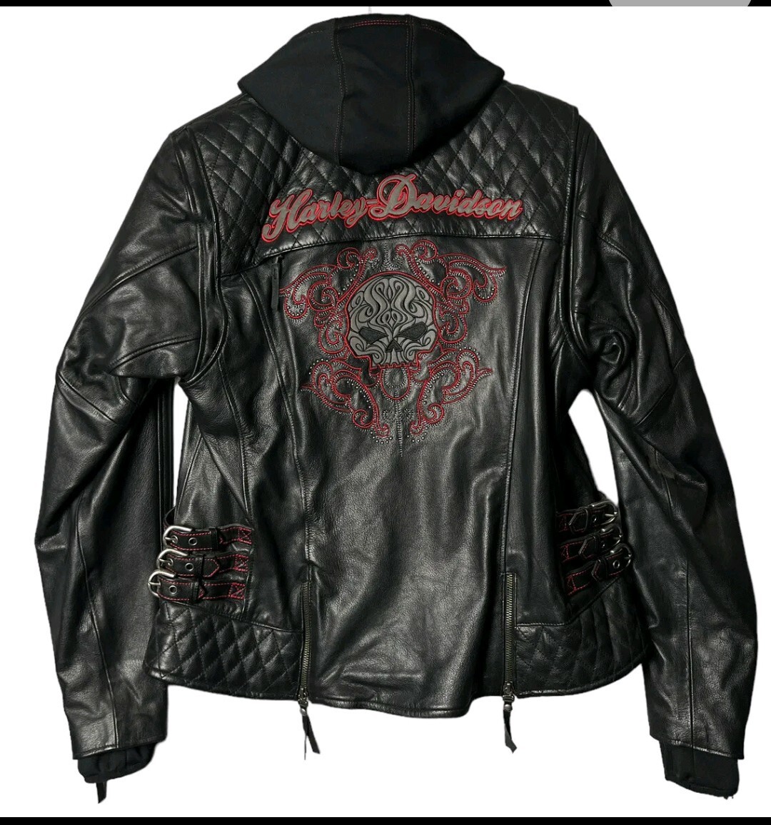 HarleyDavidson Scroll Skull 3in1 Large Women’s Leather Jacket Black