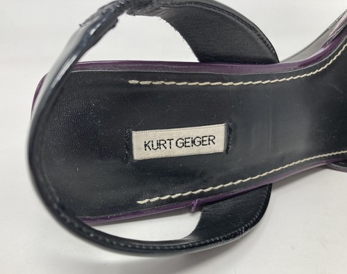 Kurt Geiger size 8 (41) purple & black patent leather sling back wedge sandals - Picture 10 of 12