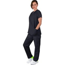 Green Town Work  Wear Unisex Scrubs Set V-Neck Navy Blue, Size S, Style: 766 NV