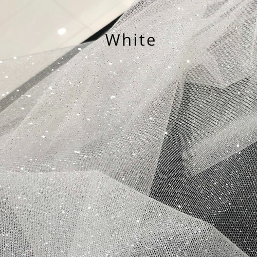 Shiny Glitter Sequin Tulle Sheer Mesh Fabric Gauze Wedding Dress Veil Cloth - Picture 7 of 28
