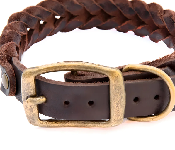 Genuine Leather Dog Collar Braided Handmade Heavy Duty Pet Training Collar eBay