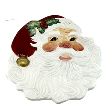 Fitz And Floyd Essential Christmas Santa Ceramic Cookie Candy Plate Decorative