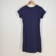Uniqlo womens dress size M bodycon navy blue short sleeve round neck 063040