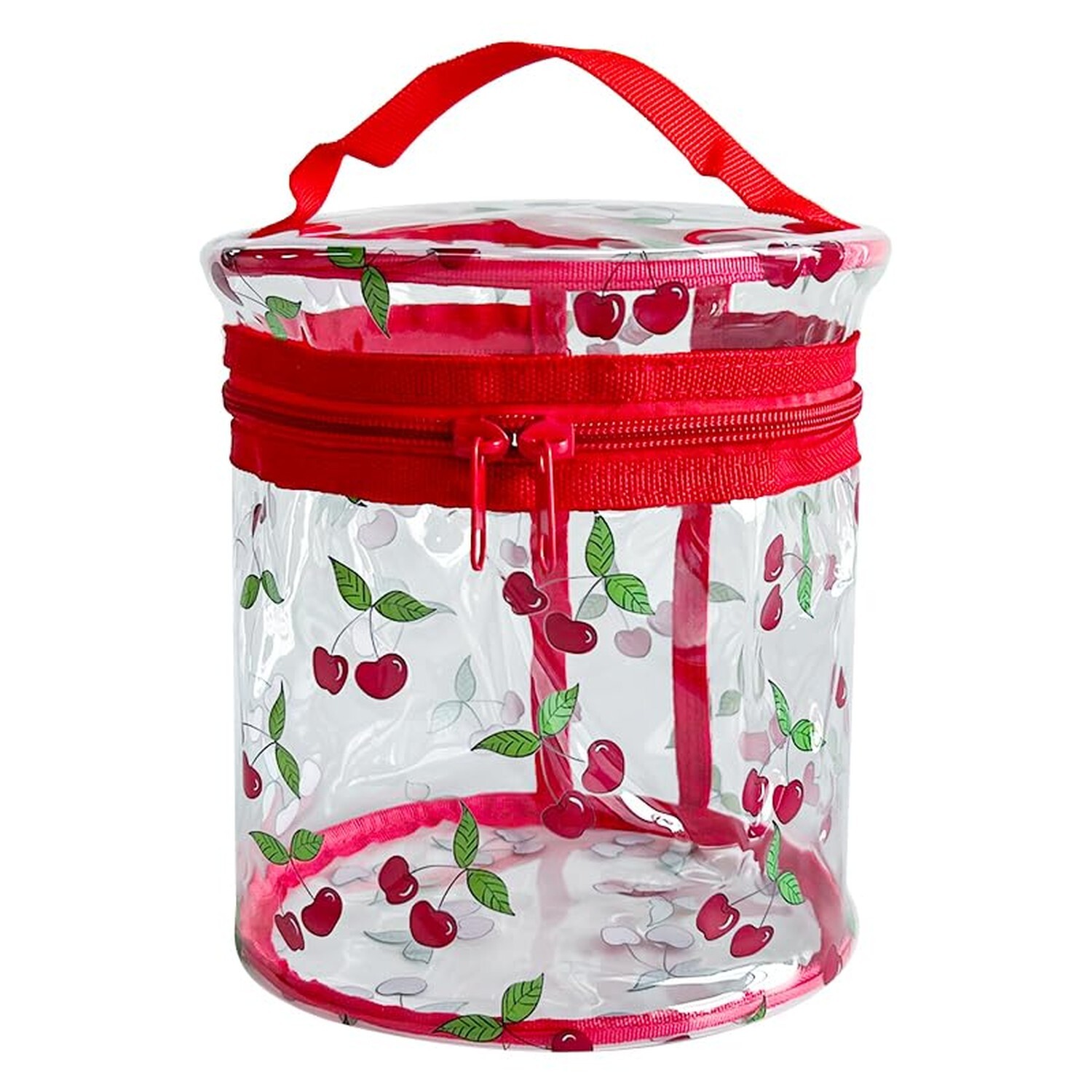 Printed Cherrys Clear Cylinder Travel Makeup Bag,Portable Waterproof Pouch wi...