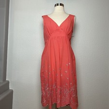 Made in France Scarlet Roos Women's Orange Embroidered Sundress Size 2