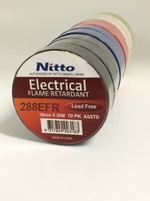 18mm x 20m Nitto PVC Electrical Insulation Tape No. 288EFR Rainbow 10 pack