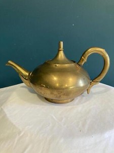 Mid-Century Brass Teapot with Lid