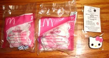 2 Sanrio Hello Kitty 2002 McDonalds Toy # 7 Necklace w/Photo Holder & Enamel Pin
