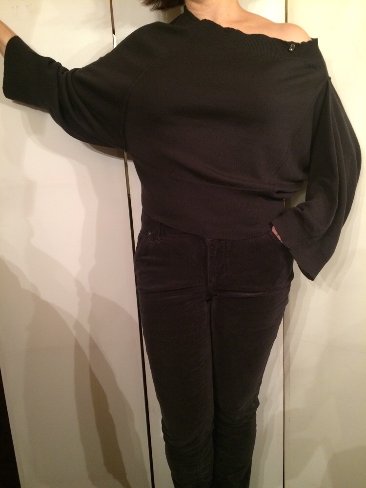 Patrizia Pepe Grey-Deco 100%Wool Long Sleeve Asymmetrical Ladies Sweater One Sz