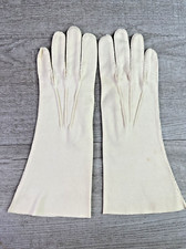 Vintage Unbranded Ladies Gloves Ivory Above Wrist Straight Flared Edge