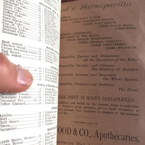 Antique Recipe Book HOOD'S COOK BOOK C.I. Hood & Co. Apothecaries Medicine - Picture 4 of 5