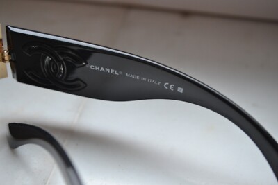 Vintage CHANEL Sunglasses Logo CC Glasses Black Golden Brown 4153