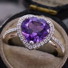 925 Sterling Silber Amethyst Lab Created Edelstein Damen Designer Ring