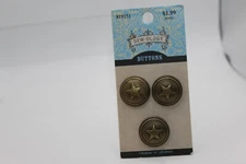 Set of 3 Sewology Brass Look Metal 20.3 mm 3/4" Star Buttons