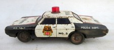 Vintage Old Battery Operated Police Dept. Highway Patrol Car Litho Tin Toy Japan