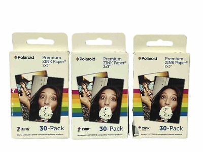 90 Count 30 Sheets Pack Polaroid ZINK Photo Paper Camera Film 2x3 Inch Lot  Of