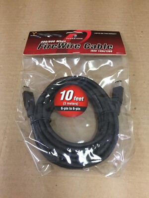 PEARSTONE 10FT Firewire Cable 6 pin to 6 pin 400/800 Mbps IEEE 1394/1395 FW6610