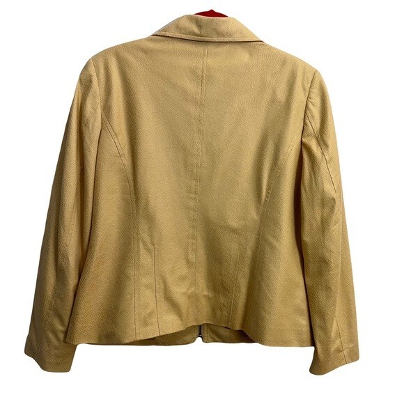 Vintage Chicos Womens Embossed Faux Suede Jacket Size 1/M Yellow