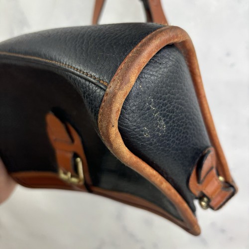 Liz Claiborne Leather Co Crossbody bag 90s black pebble Leather Saddle Tan chic - Picture 15 of 20