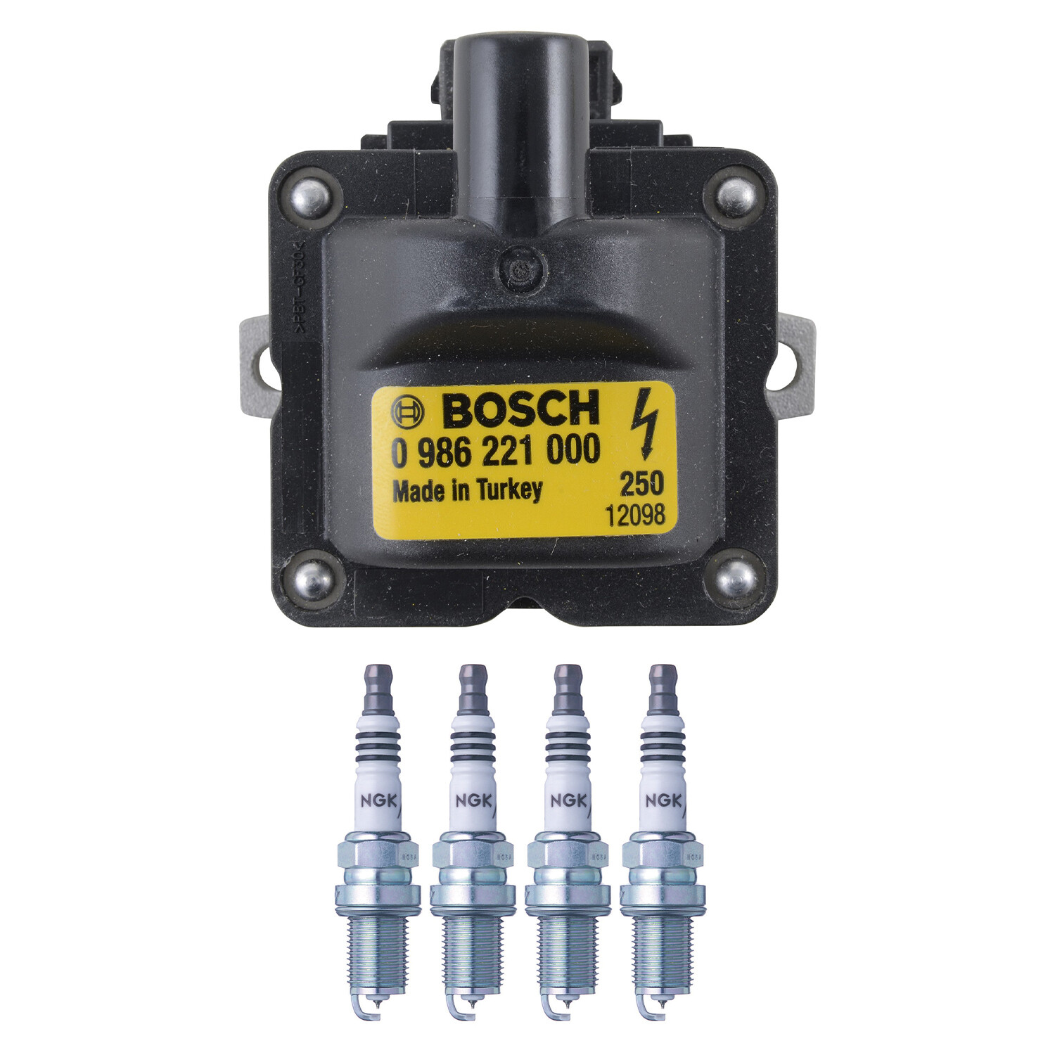 Bosch Ignition Coil NGK 4 Iridium IX Spark Plug Kit For A4 TT 318i Neon Golf L4