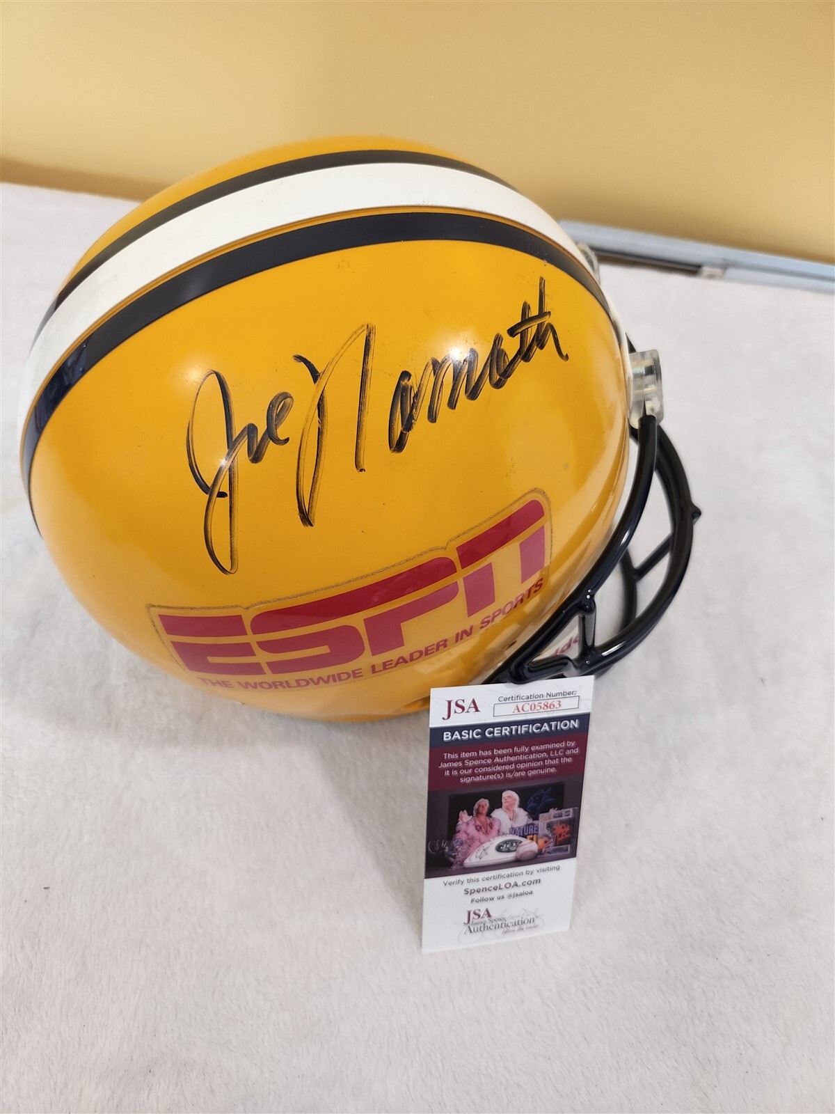 Joe Namath Autographed Signed Full Size Espn Promo Helmet JSA COA Jets 