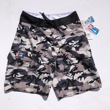 Pelagic Fish Camo Short Men 30 Black Gray Board Shorts New W/ Tag Rare