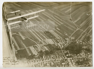 Farman Aufklärungs-Doppeldecker, Überflug über Mourmelon - Großes Vintage Foto 1911