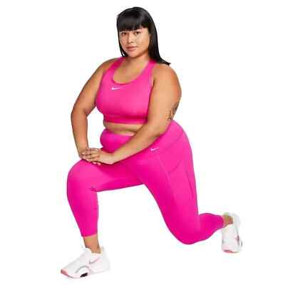 NIKE Dri-Fit Swoosh Women's Pink Medium Support Padded Sports Bra