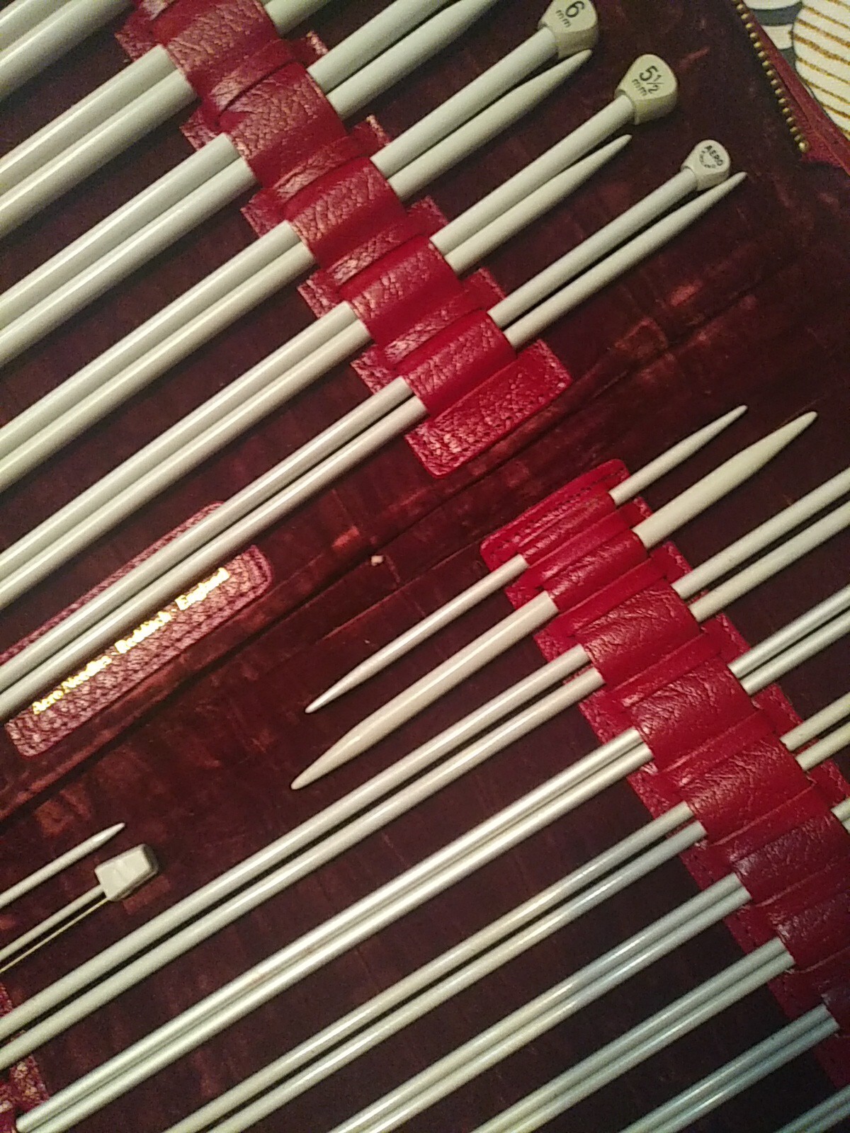 AERO Rare Vintage Calf Leather Knitting Case With Full Needle Set 35cm