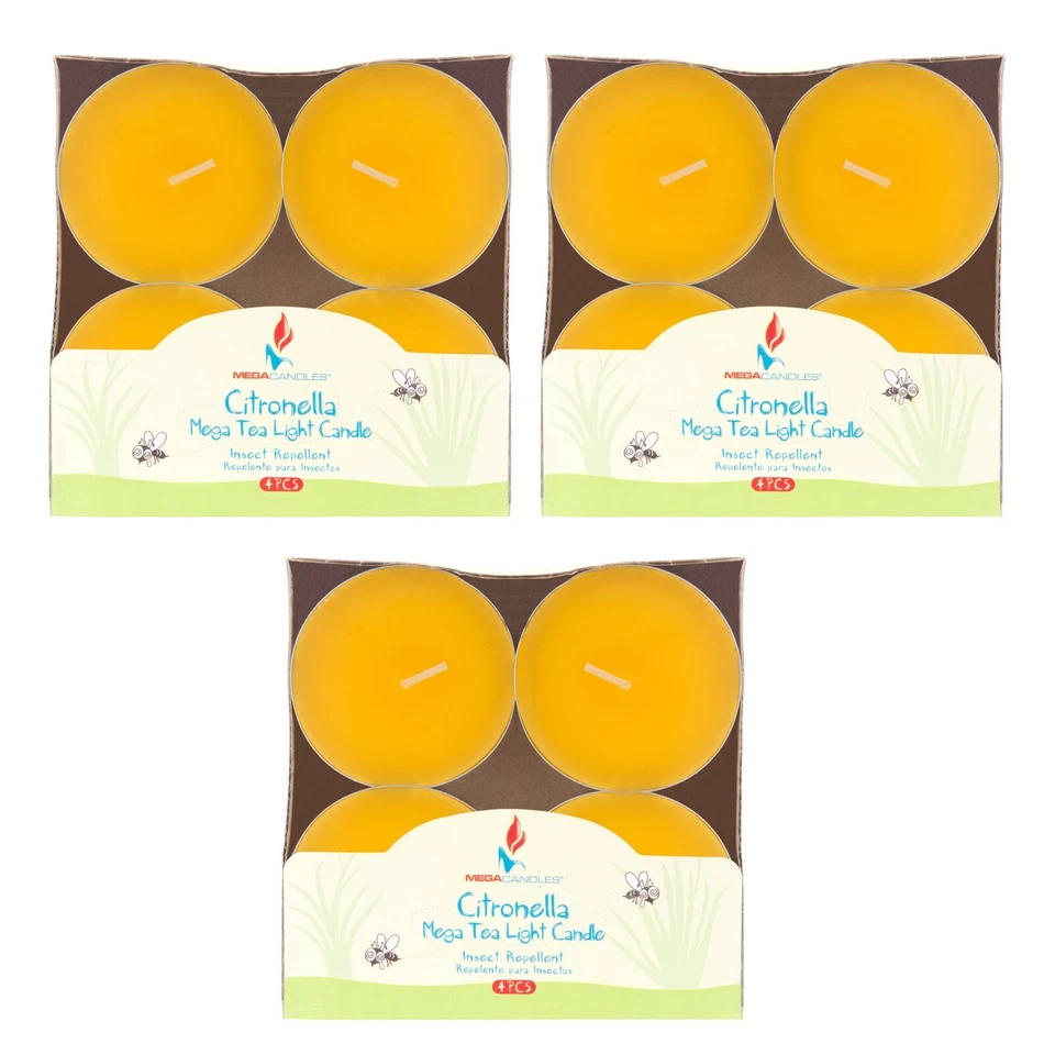 Mega Candles - Citronella Scented Tea Light Candles - Yellow, Set of 12 - Image 2 of 3