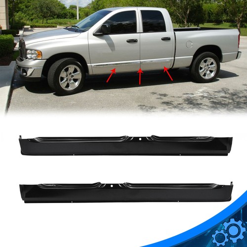Pair Black Rocker Panels For Dodge Ram Quad Cab 1500 2500 3500 2002