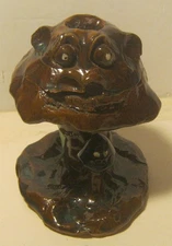 Outsider Art OOAK Art Pottery Candlestick GOULISH MUSHROOMS Perfect HALLOWEEN!!