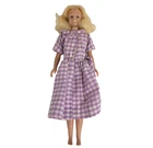 Vintage 1960's Skipper Barbie Doll Straight Leg Blonde Purple Plaid Dress