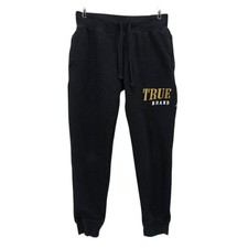 True Religion Boys Medium Joggers Sweatpants Black Spell Out Pockets