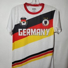 Germany Soccer Shirt Mens Small White Black Red Gold Flag Graphic Fast Action