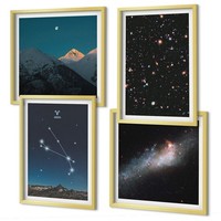 Fertiges Bilder Set Im Rahmen Kosmische Landschaften Von Galaxien Golden Rahmen
