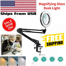 10X Magnifying Glass Desk Light Magnifier LED Lamp Reading Lamp with Base