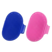 2Pcs Dog Bath Brush Silicone Pet Shampoo Brush for Bath  Clean Pink/Dark Blue