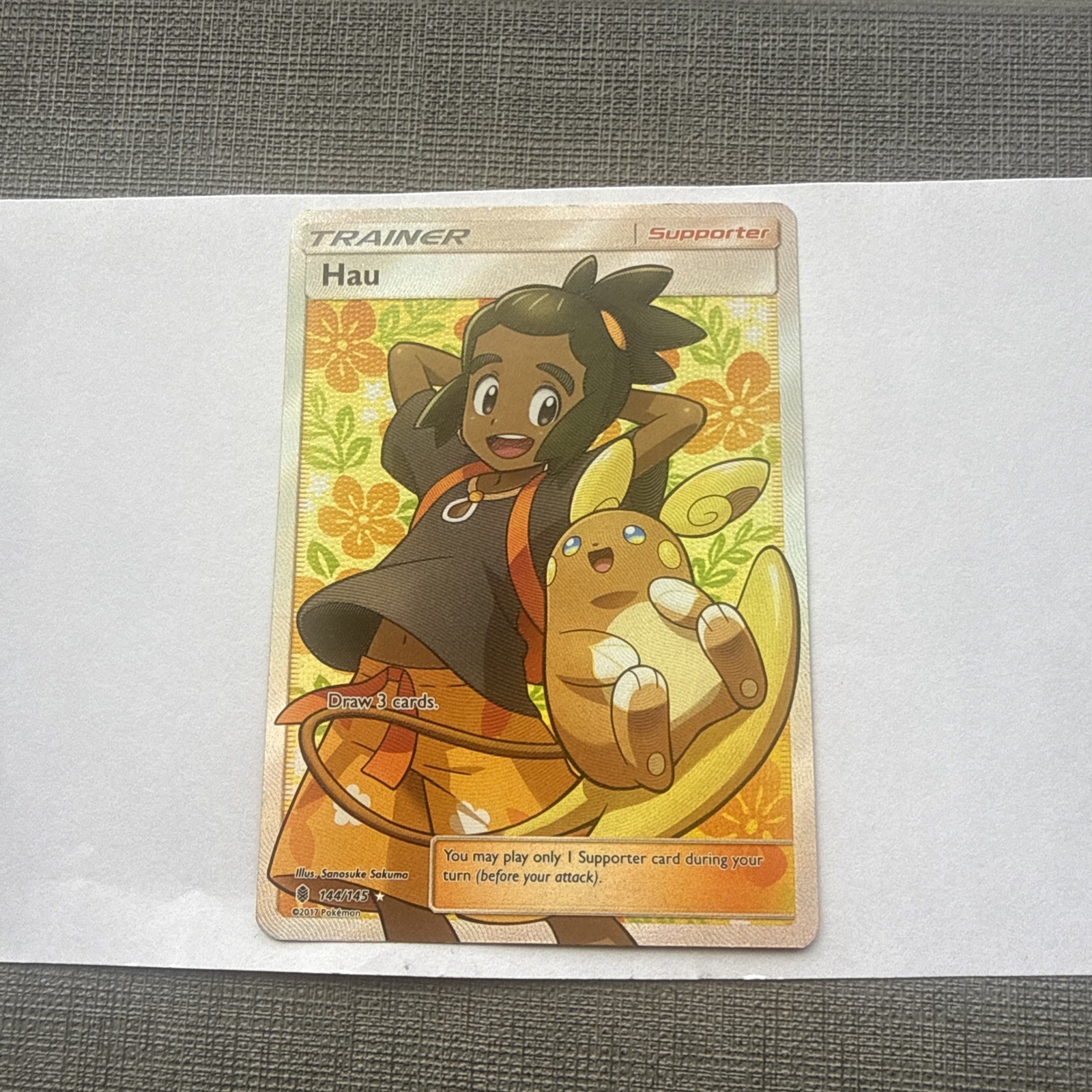 Pokemon Hau (Full Art) Ultra Rare Holofoil SM - Guardians Rising  144/145 LP
