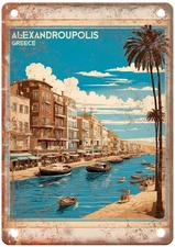 Vintage Alexandroupolis Greece Retro Look Travel Poster Metal Sign T3099