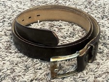Italian Genuine Leather Belt Brown, Size 40 Nice Silver Buckle Design